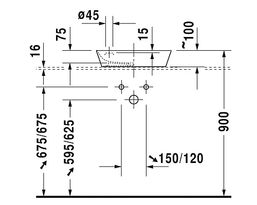 Купить Раковина 46х46 см Duravit Cape Cod 2340460000 в магазине сантехники Santeh-Crystal.ru