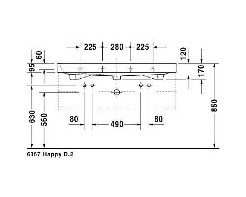 Купить Раковина 120х50,5 см Duravit Happy D.2 2318120024 в магазине сантехники Santeh-Crystal.ru