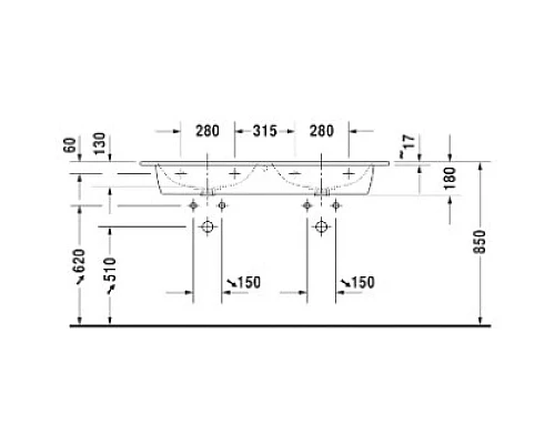 Приобрести Раковина 130х49 см Duravit ME by Starck 2336130000 в магазине сантехники Santeh-Crystal.ru