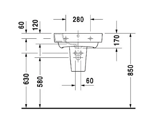 Заказать Раковина 55х48,5 см Duravit Starck 2 2323550000 в магазине сантехники Santeh-Crystal.ru