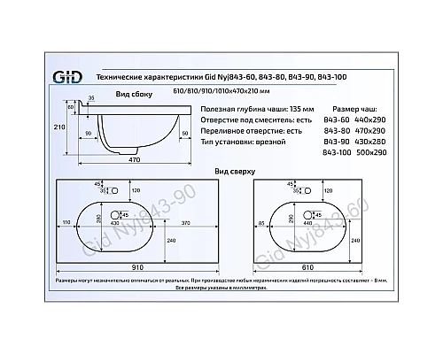 Приобрести Раковина 81х47 см GID Simple N NYJ843-80 в магазине сантехники Santeh-Crystal.ru