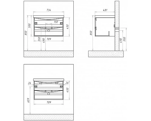 Купить Раковина 73,4х48,1 см BelBagno Fly BB700-LV-CER-N в магазине сантехники Santeh-Crystal.ru