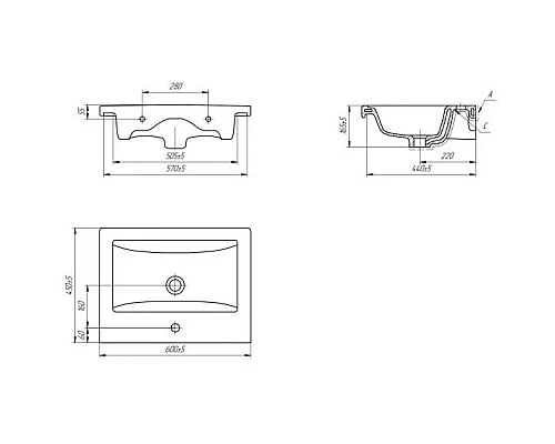 Купить Раковина 60х45 см 1Marka Como У26012 в магазине сантехники Santeh-Crystal.ru