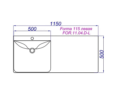 Приобрести Раковина над стиральной машиной 115х50 см Aqwella Forma FOR.11.04.D-L в магазине сантехники Santeh-Crystal.ru