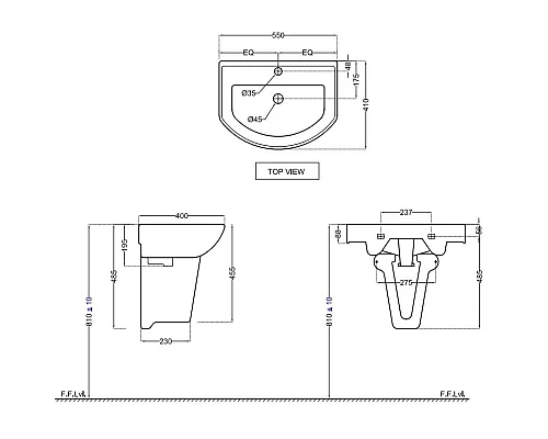 Купить Раковина 55х41 см Jaquar Continental CNS-WHT-801 в магазине сантехники Santeh-Crystal.ru