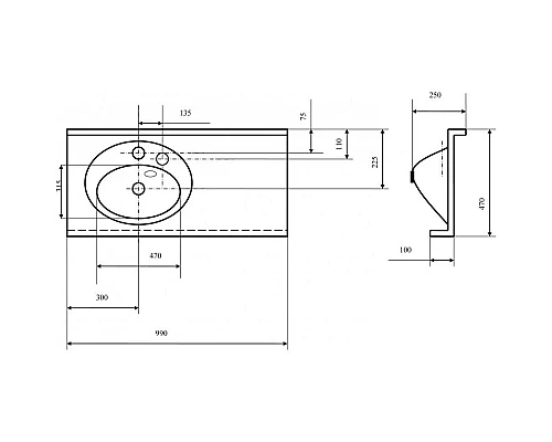 Приобрести Раковина 99х47 см Акватон Отель 1A70083NOT01R в магазине сантехники Santeh-Crystal.ru