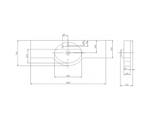 Заказать Раковина 150х51 см Акватон Отель 1A70133NOT010 в магазине сантехники Santeh-Crystal.ru
