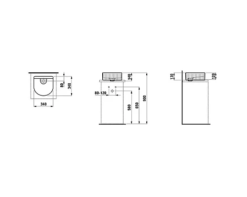 Заказать Раковина 34х34 см Laufen Sonar 8.1234.1.000.112.1 в магазине сантехники Santeh-Crystal.ru