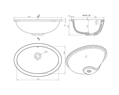 Заказать Раковина 54,5x37,5 см Salini S-Sense Marea 12 1101109M в магазине сантехники Santeh-Crystal.ru