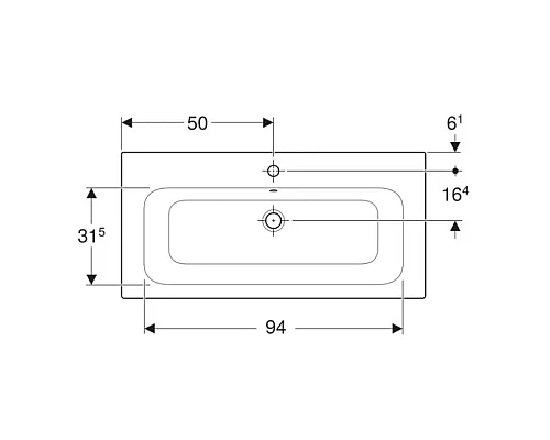 Приобрести Раковина 100х48 см Geberit Renova Plan 122200000 в магазине сантехники Santeh-Crystal.ru