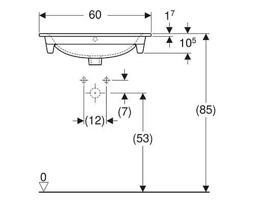 Приобрести Раковина 60х48 см Geberit Renova Plan 122260000 в магазине сантехники Santeh-Crystal.ru