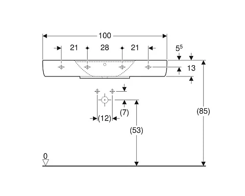 Купить Раковина 100х48 см Geberit Renova Plan 125100000 в магазине сантехники Santeh-Crystal.ru