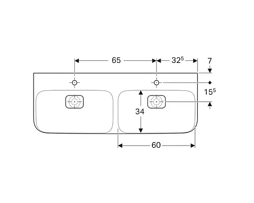 Приобрести Раковина 130х48 см Geberit myDay 135430600 в магазине сантехники Santeh-Crystal.ru