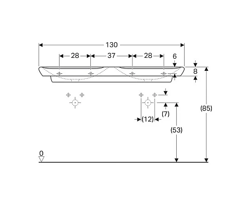 Приобрести Раковина 130х48 см Geberit myDay 135430600 в магазине сантехники Santeh-Crystal.ru