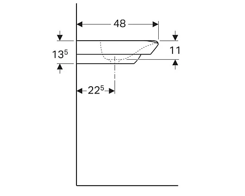 Приобрести Раковина 130х48 см Geberit myDay 135430600 в магазине сантехники Santeh-Crystal.ru