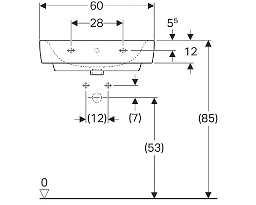 Купить Раковина 60х48 см Geberit Renova Plan 222260000 в магазине сантехники Santeh-Crystal.ru