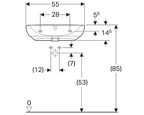 Приобрести Раковина 55х55 см Geberit Renova Comfort 258555000 в магазине сантехники Santeh-Crystal.ru