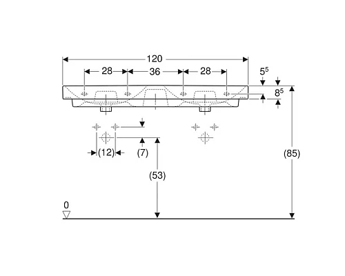 Заказать Раковина 120х48 см Geberit Smyle Square 500.223.01.1 в магазине сантехники Santeh-Crystal.ru