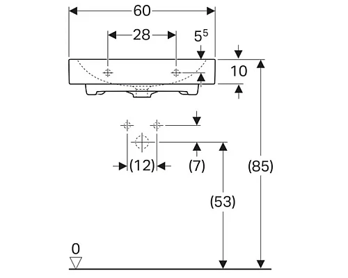 Приобрести Раковина 60х50 см Geberit Citterio 500.544.01.1 в магазине сантехники Santeh-Crystal.ru