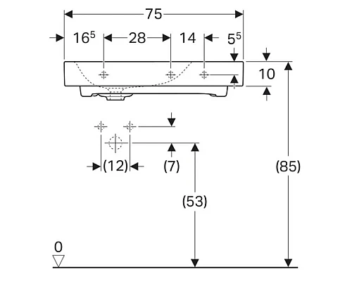 Купить Раковина 75х50 см Geberit Citterio 500.545.01.1 в магазине сантехники Santeh-Crystal.ru