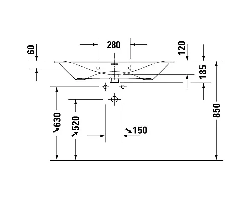 Заказать Раковина 103х49 см Duravit Viu 2344100000 в магазине сантехники Santeh-Crystal.ru