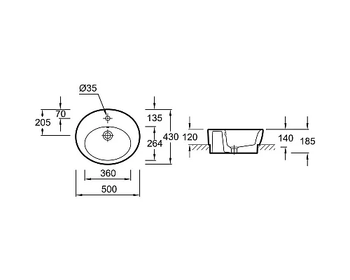Заказать Раковина чаша 50 см Jacob Delafon Ove E1708-00 в магазине сантехники Santeh-Crystal.ru