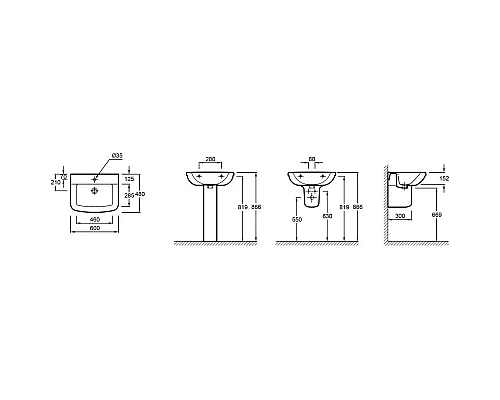 Приобрести Раковина 60 см Jacob Delafon Panache E1435-00 в магазине сантехники Santeh-Crystal.ru