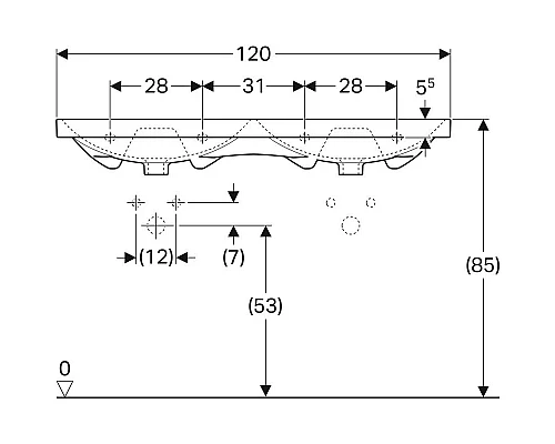 Купить Раковина 120х48,2 см Geberit Acanto 500.628.01.2 в магазине сантехники Santeh-Crystal.ru