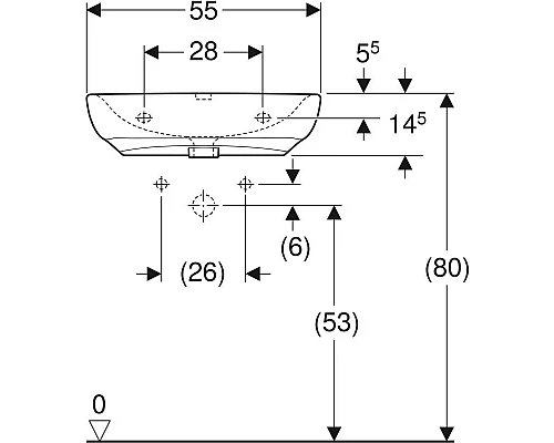 Заказать Раковина 55х55 см Geberit Renova Comfort 258557000 в магазине сантехники Santeh-Crystal.ru