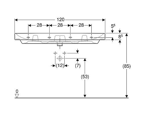 Купить Раковина 120х48 см Geberit Smyle Square 500.225.01.1 в магазине сантехники Santeh-Crystal.ru