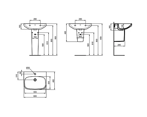 Приобрести Раковина 60х48 см Ideal Standard I.Life A T470501 в магазине сантехники Santeh-Crystal.ru