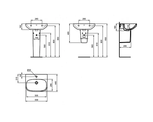 Заказать Раковина 55х44 см Ideal Standard I.Life A T470601 в магазине сантехники Santeh-Crystal.ru