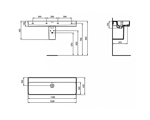 Приобрести Раковина 120х43 см Ideal Standard Strada II T364101 в магазине сантехники Santeh-Crystal.ru