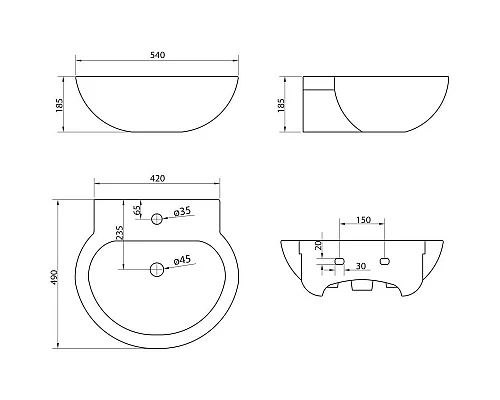 Приобрести Раковина 54х49 см BelBagno Sabrina BB122L в магазине сантехники Santeh-Crystal.ru