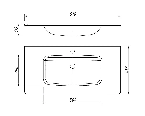 Купить Раковина 91,6х45,6 см Caprigo Accord OW15-2218-R811 в магазине сантехники Santeh-Crystal.ru