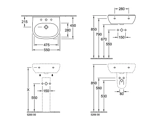 Купить Раковина 55х45 см Villeroy & Boch O.Novo 51605501 в магазине сантехники Santeh-Crystal.ru