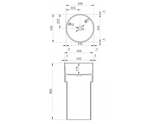 Заказать Раковина напольная 45х45 см Abber Kristall AT2701Opal в магазине сантехники Santeh-Crystal.ru