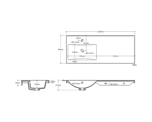 Заказать Раковина над стиральной машиной 120х48,5 см Onika 612001 в магазине сантехники Santeh-Crystal.ru