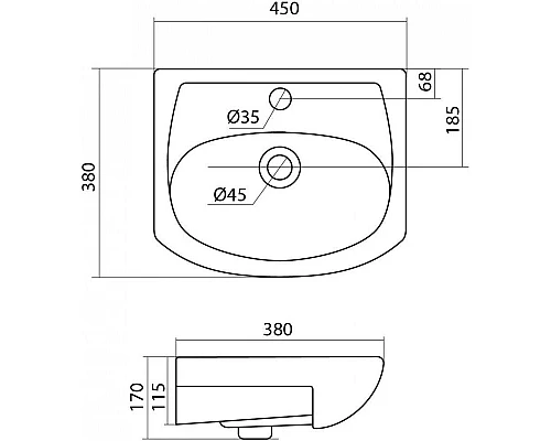 Заказать Раковина 45х38 см Onika Азов 1WH112449 в магазине сантехники Santeh-Crystal.ru