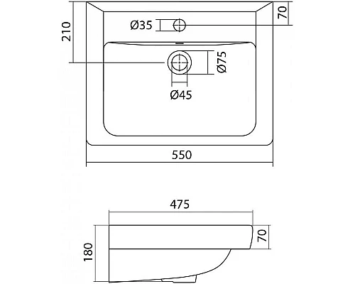 Заказать Раковина 55х47,5 см Onika Тигода 1WH302126 в магазине сантехники Santeh-Crystal.ru