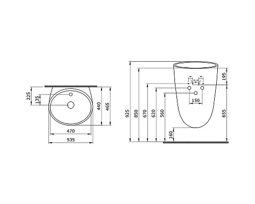 Заказать Раковина 53,5х46,5 см Ambassador Queen 116T20202 в магазине сантехники Santeh-Crystal.ru