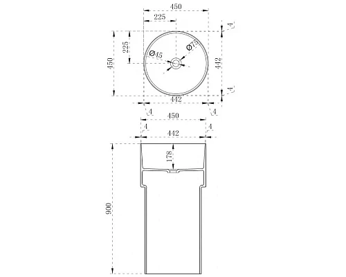 Купить Раковина напольная 45х45 см Abber Kristall AT2701Rubin в магазине сантехники Santeh-Crystal.ru