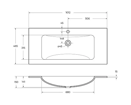 Заказать Раковина 101,2х46,5 см BelBagno Etna BB1010/465-LV-VTR-BO в магазине сантехники Santeh-Crystal.ru