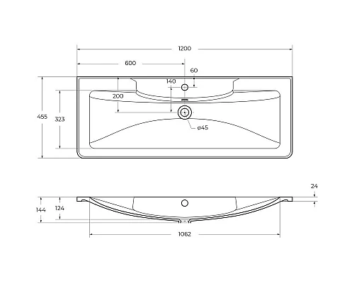 Купить Раковина 120х45,5 см BelBagno Albano BB1200/455-LV-MR-ALR в магазине сантехники Santeh-Crystal.ru