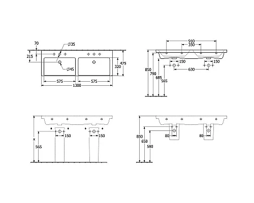 Заказать Раковина 130х47,5 см Villeroy & Boch Subway 3.0 4A71D101 в магазине сантехники Santeh-Crystal.ru