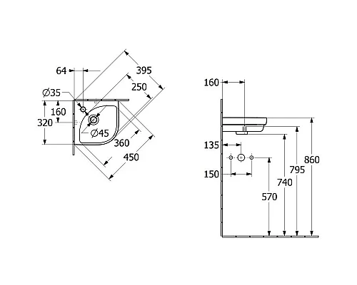 Заказать Раковина 32х32 см Villeroy & Boch Subway 3.0 43714601 в магазине сантехники Santeh-Crystal.ru
