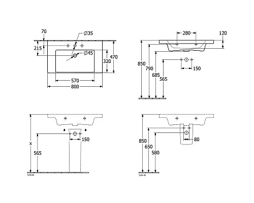 Купить Раковина 80х47 см Villeroy & Boch Subway 3.0 4A708101 в магазине сантехники Santeh-Crystal.ru
