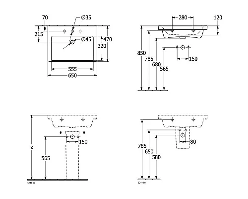 Приобрести Раковина 65х47 см Villeroy & Boch Subway 3.0 4A706801 в магазине сантехники Santeh-Crystal.ru
