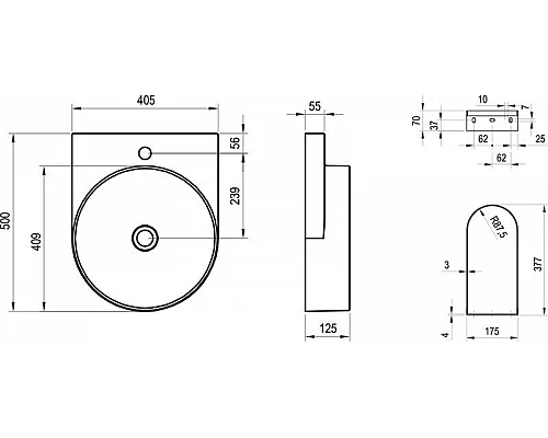 Заказать Раковина 40,5х50 см Ravak Yard 400 XJX01240002 в магазине сантехники Santeh-Crystal.ru