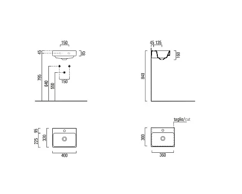 Приобрести Раковина 40х32 см GSI Nubes 9684117 в магазине сантехники Santeh-Crystal.ru